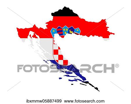 Stock Photo - Flag in form form of the geographical country, Croatia, Southern Europe, Europe. Fotosearch
