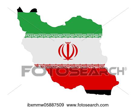 Stock Photo - Flag in form form of the geographical country, Iran (Islamic Republic of), Southern Asia, Asia. Fotosearch