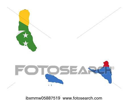 Stock Photo - Flag in form form of the geographical country, Comoros, Sub-Saharan Africa, Eastern Africa, Africa. Fotosearch