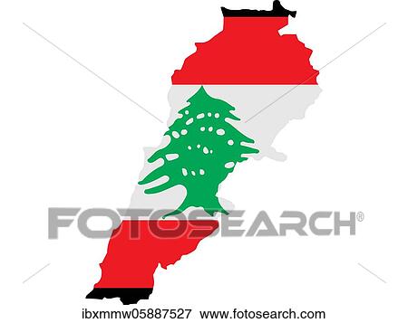 Stock Photo - Flag in form form of the geographical country, Lebanon, Western Asia, Asia. Fotosearch