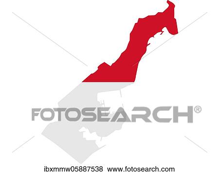 Stock Photo - Flag in form form of the geographical country, Monaco, Western Europe, Europe. Fotosearch