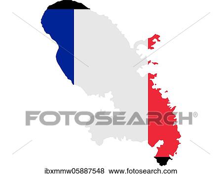 Stock Photo - Flag in form form of the geographical country, Martinique, Latin America and the Caribbean, Caribbean, Americas, North America. Fotosearch