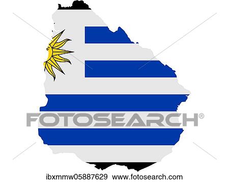 Stock Photo - Flag in form form of the geographical country, Uruguay, Latin America and the Caribbean, South America, Americas, South America. Fotosearch