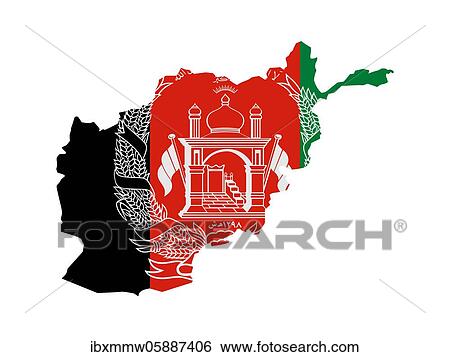 Stock Photograph - Flag in form form of the geographical country, Afghanistan, Southern Asia, Asia. Fotosearch