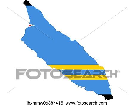 Stock Photograph - Flag in form form of the geographical country, Aruba, Latin America and the Caribbean, Caribbean, Americas, North America. Fotosearch