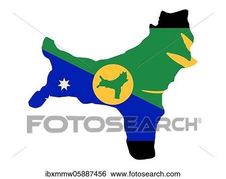 Stock Photograph - Flag in form form of the geographical country, Christmas Island, Australia and New Zealand, Oceania, Asia. Fotosearch