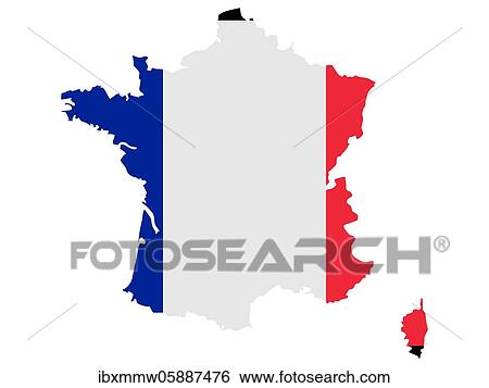 Stock Photograph - Flag in form form of the geographical country, France, Western Europe, Europe. Fotosearch