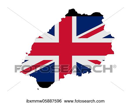 Stock Photograph - Flag in form form of the geographical country, Saint Helena, Ascension and Tristan da Cunha, Sub-Saharan Africa, Western Africa, Africa. Fotosearch
