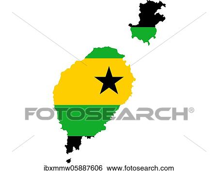 Stock Photograph - Flag in form form of the geographical country, Sao Tome and Principe, Sub-Saharan Africa, Middle Africa, Africa. Fotosearch