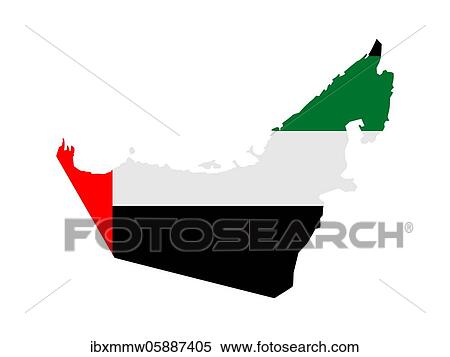 Stock Photography - Flag in form form of the geographical country, United Arab Emirates, Western Asia, Asia. Fotosearch
