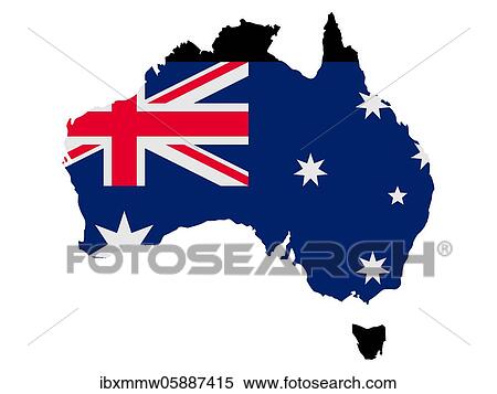 Stock Photography - Flag in form form of the geographical country, Australia, Australia and New Zealand, Oceania. Fotosearch