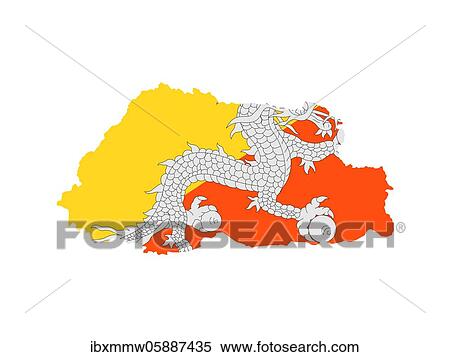 Flag in form form of the geographical country, Bhutan, Southern Asia, Asia View Large Photo Image Stock Photography - Flag in form form of the geographical country, Bhutan, Southern Asia, Asia. Fotosearch