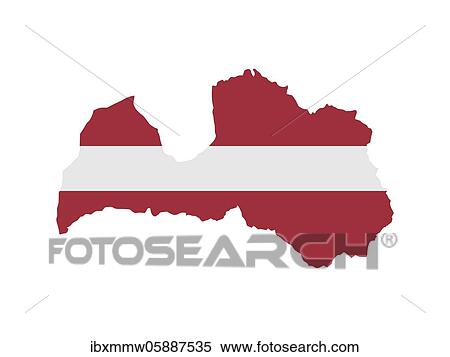 Stock Photography - Flag in form form of the geographical country, Latvia, Northern Europe, Europe. Fotosearch