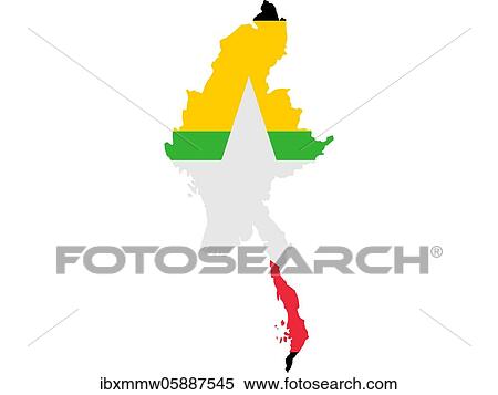 Flag in form form of the geographical country, Myanmar, South-eastern Asia, Asia View Large Photo Image Stock Photography - Flag in form form of the geographical country, Myanmar, South-eastern Asia, Asia. Fotosearch
