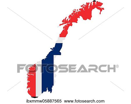 Stock Photography - Flag in form form of the geographical country, Norway, Northern Europe, Europe. Fotosearch