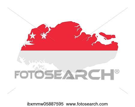 Flag in form form of the geographical country, Singapore, South-eastern Asia, Asia View Large Photo Image Stock Photography - Flag in form form of the geographical country, Singapore, South-eastern Asia, Asia. Fotosearch