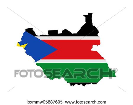 Stock Photography - Flag in form form of the geographical country, South Sudan, Sub-Saharan Africa, Eastern Africa, Africa. Fotosearch