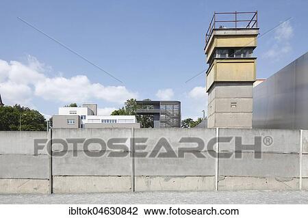 Stock Image - Former watchtower, Berlin Wall Memorial, Bernauer Strasse, Berlin, Germany, Europe. Fotosearch