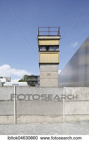 Stock Image - Former watchtower, Berlin Wall Memorial, Bernauer Strasse, Berlin, Germany, Europe. Fotosearch