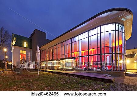 Stock Image - Forum Produktdesign bei Dämmerung, Conference and Event Centre, Solingen, Bergisches Land, North Rhine-Westphalia, Germany, Europe. Fotosearch