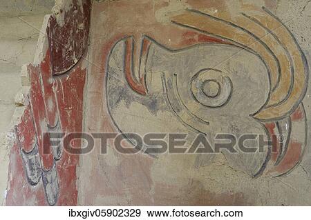 Fresco of a mythical creature, ruins of Cerro Sechín, Casma, Ancash region, Peru, South America View Large Photo Image Stock Photo - Fresco of a mythical creature, ruins of Cerro Sechín, Casma, Ancash region, Peru, South America. Fotosearch