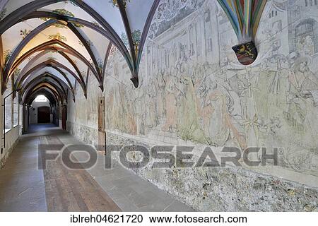 Stock Image - Frescoes in the cloister of the Franciscan Monastery, Schwaz, Tyrol, Austria, Europe. Fotosearch
