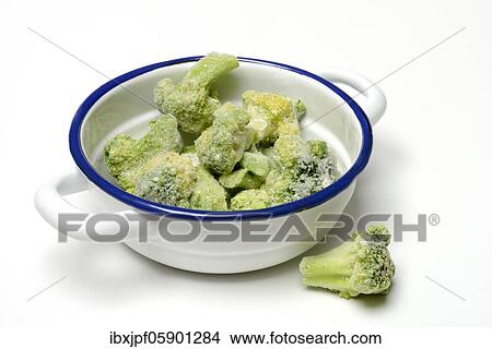 Picture - Frozen broccoli in shell, frozen broccoli, Germany, Europe. Fotosearch