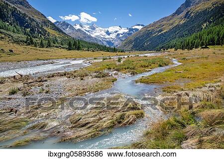 Glacier stream in the Roseg Valley, Val Roseg with Piz Glüschaint and Roseg Glacier, Pontresina, Bernina Alps, Upper Engadine, Engadine, Grisons, Switzerland, Europe View Large Photo Image Stock Photograph - Glacier stream in the Roseg Valley, Val Roseg with Piz Glüschaint and Roseg Glacier, Pontresina, Bernina Alps, Upper Engadine, Engadine, Grisons, Switzerland, Europe. Fotosearch
