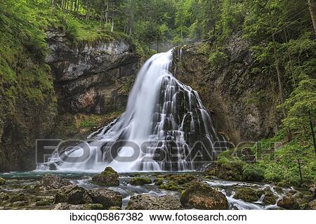 Stock Image - Gollinger Waterfall, Golling, Tennengau, Salzburger Land, Austria, Europe. Fotosearch