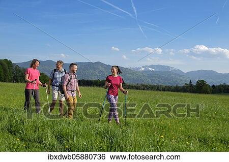 Group hiking, hike, Nantesbuch, in front of Benediktenwand, Bad Heilbrunn, Loisachtal, Upper Bavaria, Bavaria, Germany, Europe View Large Photo Image Stock Photograph - Group hiking, hike, Nantesbuch, in front of Benediktenwand, Bad Heilbrunn, Loisachtal, Upper Bavaria, Bavaria, Germany, Europe. Fotosearch