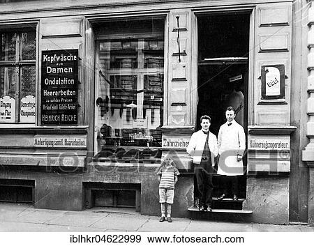 Stock Photo - Hairdressing salon ca. 1915, exact place unknown, Germany, Europe. Fotosearch