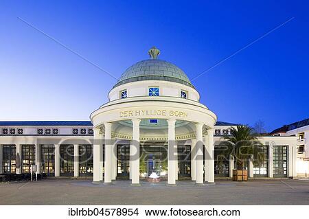 Picture - Hall and fountain temple in the spa district, Bad Pyrmont, Lower Saxony, Germany, Europe. Fotosearch