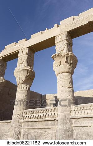 Hathor heads on the capitals of the Nectanebo pavillon, Philae temple, Aswan, Egypt, Africa View Large Photo Image Stock Image - Hathor heads on the capitals of the Nectanebo pavillon, Philae temple, Aswan, Egypt, Africa. Fotosearch