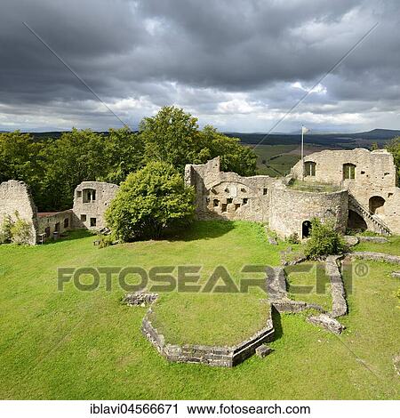 Henneberg castle ruin, thunderclouds, Henneberg, Rhön, Thuringia, Germany, Europe View Large Photo Image Stock Image - Henneberg castle ruin, thunderclouds, Henneberg, Rhön, Thuringia, Germany, Europe. Fotosearch
