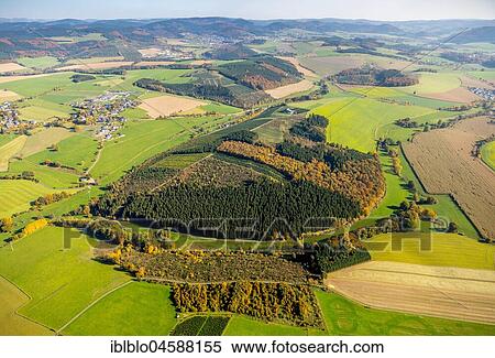 Stock Photography - Hill near Wurmbach, Schmallenberg, Sauerland, North Rhine-Westphalia, Germany, Europe. Fotosearch