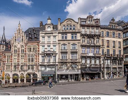 Stock Photo - Historic buildings at the Mont des Arts, Brussels, Belgium, Europe. Fotosearch