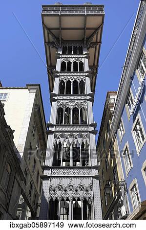Historic Santa Justa lift or do Carmo lift, Baixa, Lisbon, Portugal, Europe View Large Photo Image Stock Photo - Historic Santa Justa lift or do Carmo lift, Baixa, Lisbon, Portugal, Europe. Fotosearch