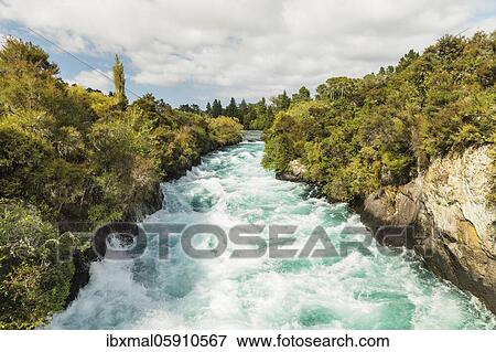 Huka Falls Waterfall, Waikato River, Taupo District, North Island, New Zealand, Oceania View Large Photo Image Stock Photo - Huka Falls Waterfall, Waikato River, Taupo District, North Island, New Zealand, Oceania. Fotosearch