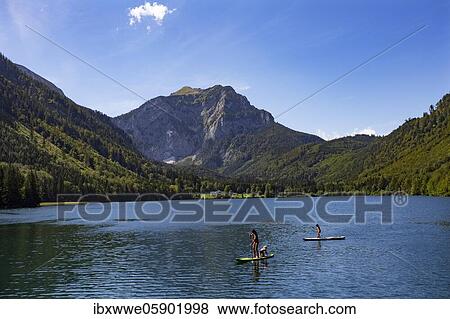 Stock Photo - Höllengebirge, Brunnkogel, Vorderer Langbathsee, Ebensee, Salzkammergut, Austria, Europe. Fotosearch