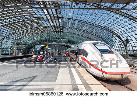 Stock Photograph - ICE 4 train at Berlin central railway station Hbf, Berlin, Germany, Europe. Fotosearch