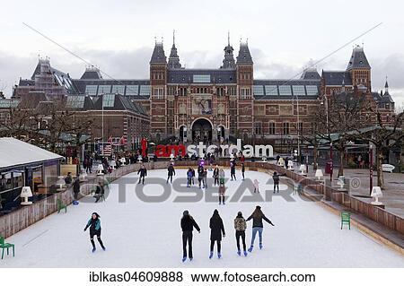 Ice rink at the Rijksmuseum, Museumplein, Amsterdam, Holland, Netherlands View Large Photo Image Stock Photo - Ice rink at the Rijksmuseum, Museumplein, Amsterdam, Holland, Netherlands. Fotosearch