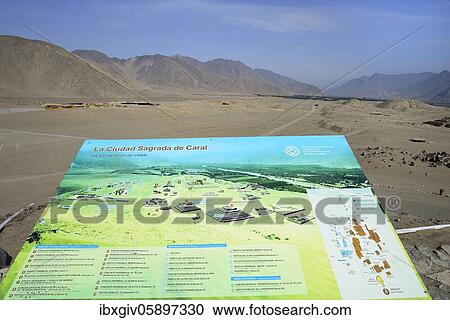Information board at the ruins of the oldest city in America, Unesco World Heritage Site, Caral, Rio Supe Valley, Peru, South America View Large Photo Image Stock Image - Information board at the ruins of the oldest city in America, Unesco World Heritage Site, Caral, Rio Supe Valley, Peru, South America. Fotosearch
