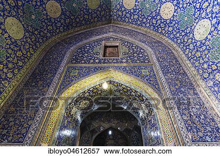 Stock Photo - Inside Masjed-e Shah or Shah Mosque, Naqsh-e Jahan or Imam Square, Esfahan, Iran, Asia. Fotosearch