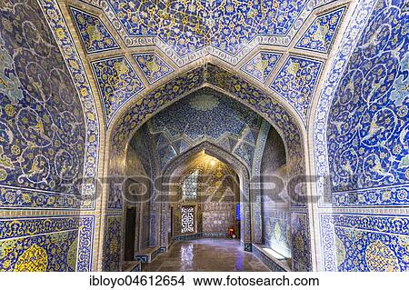 Picture - Inside Masjed-e Sheikh Lotfollah or Sheikh Lotfollah Mosque, Naqsh-e Jahan or Imam Square, Esfahan, Iran, Asia. Fotosearch