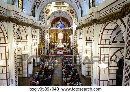 Stock Image - Inside the church Iglesia de San Francisco, Unesco World Heritage, Lima, Peru, South America. Fotosearch