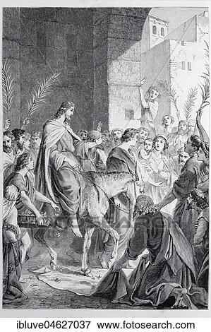 Jesus' entry into Jerusalem, historical illustration in an old Bible, Holy Scripture View Large Photo Image Stock Photo - Jesus' entry into Jerusalem, historical illustration in an old Bible, Holy Scripture. Fotosearch