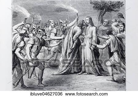 Judas betrays Jesus through a kiss, historical illustration in an old Bible, Holy Scripture View Large Photo Image Stock Photograph - Judas betrays Jesus through a kiss, historical illustration in an old Bible, Holy Scripture. Fotosearch