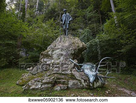 Stock Photograph - Kaiser hunting statue in Kaltenbach, Bad Ischl, Salzkammergut, Upper Austria, Austria, Europe. Fotosearch