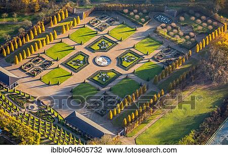 Stock Image - Kamp Monastery with gardens, baroque terraced garden, monastery garden, Kamp-Lintfort, Ruhr area, Lower Rhine, North Rhine-Westphalia, Germany, Europe. Fotosearch