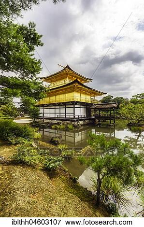 Stock Photo - Kinkaku-ji, Temple of the Golden Pavilion, also Rokuon-ji, Zen Buddhist temple, Kyoto, Japan, Asia. Fotosearch